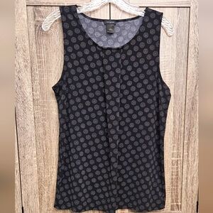 Ann Taylor Black & White Patterned Sleeveless Women's Top Sz M